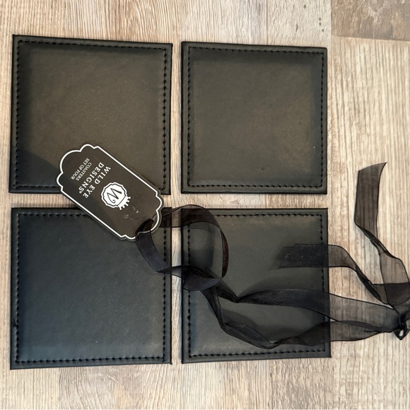 Wild Eye Designs Black Leather Coasters set of Four - Picture 2 of 5
